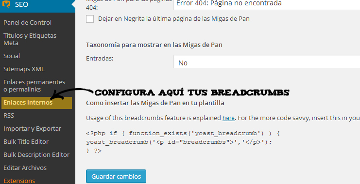 Configurando breadcrumbs