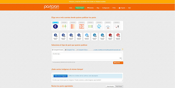 Postcron: Herramienta para gestión de redes sociales.