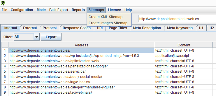 Funcionalidades: Creación de sitemap.xml